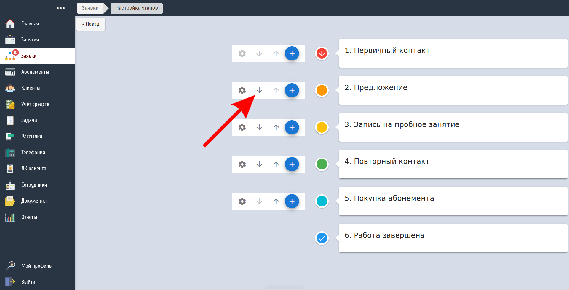 Смена порядка этапов